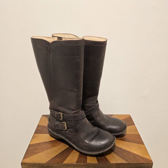 UGG Australia Rosen Riding Boots Brown Leather 7 Womens Wool Fur Lined Winter - Picture 2 of 15